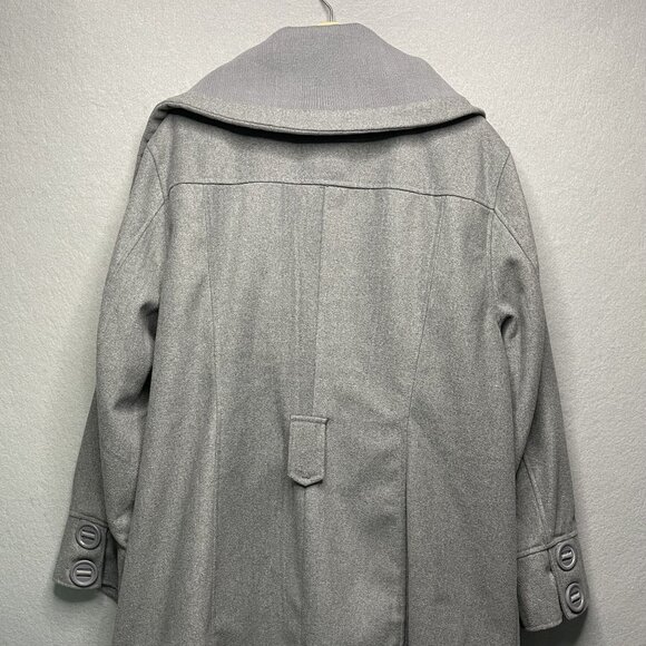 Vintage Caren Sport Gray Wool Blend PeaCoat 3X Button Front Big Collared - Picture 5 of 6